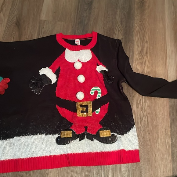 NWOT Holiday Time Double 2 Person Ugly Christmas Sweater NEW Sz L/XL elf & Santa - Picture 2 of 7